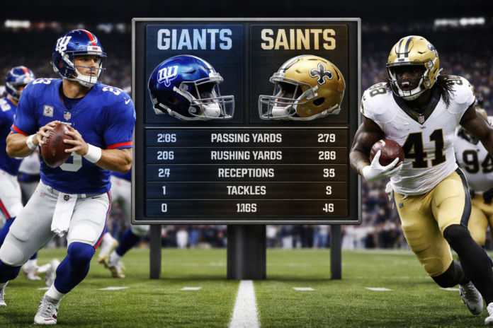 New York Giants vs New Orleans Saints Match Player Stats